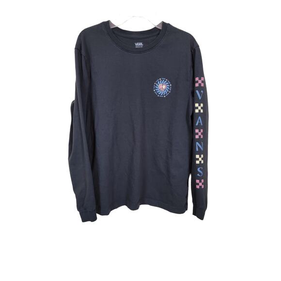 Vans Long Sleeve T-shirt Size Medium Crew Neck Checkered Print - Picture 1 of 6